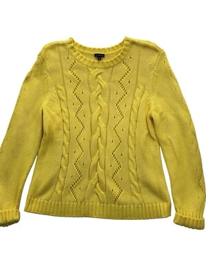 Talbots Yellow Cable Knit Crew Neck Sweater Pull Over Women Size XL - Image 1 of 4
