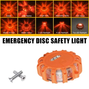 LED Road Flares Emergency Disc Safety Light Flashing Roadside Beacon Warning New - Picture 1 of 14