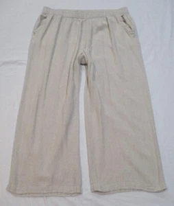 B1 Old Navy Plus 3X beige khaki wide leg linen blend pants beach cruise - Picture 1 of 5