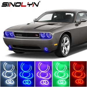RGB LED Cotton Angel Demon Eye Halos For Dodge Challenger Headlight Fog Lights - Picture 1 of 12