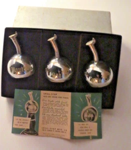 MID-CENTURY MODERN SPILL-STOP CHROME DOME POURERS (SET OF 3) IOB - Picture 1 of 6