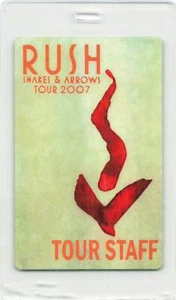 Rush Backstage Pass 2007 Green Tour Staff variante laminada - Imagen 1 de 2