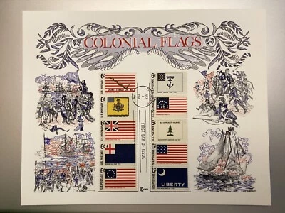 IOLLECTZONE US 1345-54 殖民地国旗 FDC 纸刻新 (A800) — 第 1/4 张图片