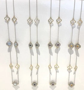 Stainless Steel necklace gold and silver chain with rhinestones - multi tier - Picture 1 of 9