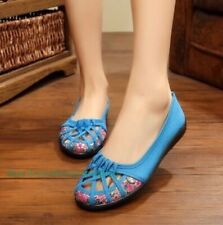 Womens Ladies Floral Hollow Round Toe Flats Loafers Casual Slip On Oxfords Shoes