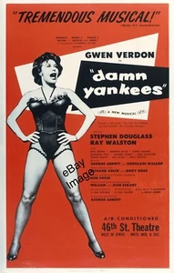 GWEN VERDON damn yankees Broadway Poster 1955 Window Card - Picture 1 of 1