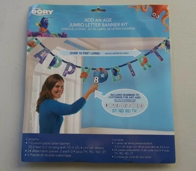 Kit de banner de cumpleaños Finding Dory suministros de fiesta añadir una era nuevo Nemo Foto 1 de 2
