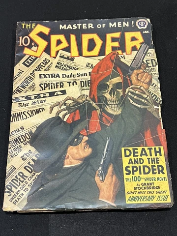 The Spider Pulp Magazine Holy Grail High Grade Classic Hooded Skeleton 1941 Cover