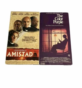 2 VTG Steven Spielberg Films: The Color Purple VHS 1985 Amistad VHS 2000 - Picture 1 of 10