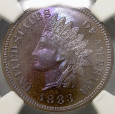 1883/3 INDIAN HEAD CENT/PENNY SCARCE SNOW-PR5 FINEST KNOWN?? BLAZER NGC PF 66 BN - Image 1 of 4