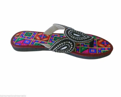 Women Slippers Traditional Indian Handmade Leather Foot ware MultiColor US 6-10 - Image 1 of 4