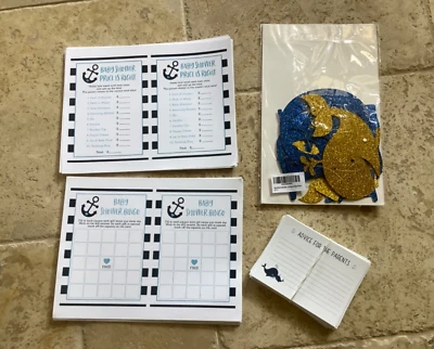 Tema náutico Baby Shower Ahoy Its A Boy Banner, bingo y el precio es correcto tarjetas + Foto 1 de 4