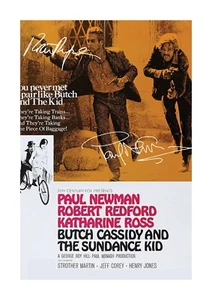 Butch Cassidy & The Sundance Kid reproduction autographA4 poster choice of frame - Foto 1 di 10