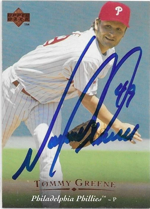 TOMMY GREENE Autographed Signed 1995 Upper Deck card Philadelphia Phillies COA  - Image 1 of 1