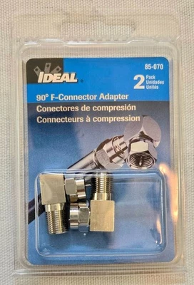 Ideal 85-070 Coaxial Adapter 2-Pack 90-Degree F-Connector Adapter Female Type - Image 1 of 2