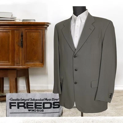 Freeds Windsor 运动外套男式 44L 橄榄绿色纯色羊毛三扣外科医生 — 第 1/4 张图片