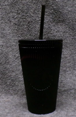 星巴克黑色打褶不倒翁冷杯吸管16盎司 — 第 1/4 张图片