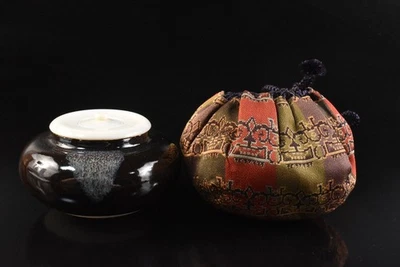 U9855: Recipiente japonês Zeze-ware TEA CADDY Taikai chaire Shifuku - Imagem 1 de 4