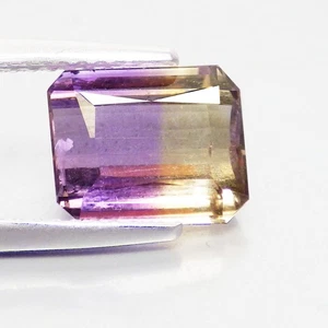 2.65 Cts EYE POPPING (8 x 7 mm)EMERALD CUT BOLIVIA TOP BI-COLOR NATURAL AMETRINE - Picture 1 of 7