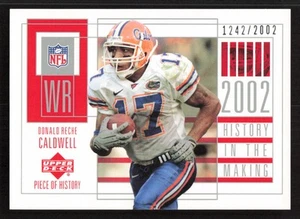 2002 UD Piece of History Reche Caldwell #/2002 RC Rookie 129 Card - Picture 1 of 2