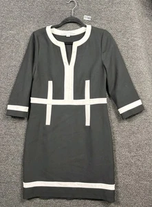 DVF Diane Von Furstenberg PETRA 3/4 Sleeve Colorblock Dress Black White Size 8 - Picture 1 of 6
