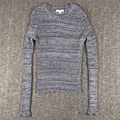 Vince Sweater Womens Small Blue Gray Ribbed Wool Knit Long Sleeve Crewneck - Image 1 of 4