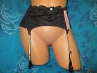 nwt Jezebel by Felina Ideal Black Lace Ivory Accent Cheeky Back Garter Belt P S