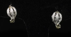 Pendientes Lang vintage de plata esterlina filigrana con diamantes de imitación ahumados atornillados - Imagen 1 de 6