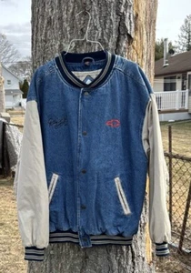 Vtg Chevy Trucks Denim Bomber Jacket Mens XL Dale Earnhardt 90s Racing NASCAR - Picture 1 of 7