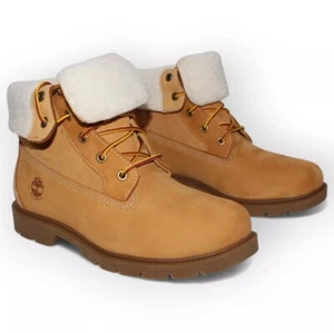 Timberland Womens Linden Woods Waterproof Fold-Down Teddy Fleece Wheat Size 9.5 - Picture 1 of 14