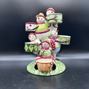 Yankee Candle Snowman Tea Light Candle Holder 5 Tier Pile Up Layered Multi Green - Picture 1 of 8