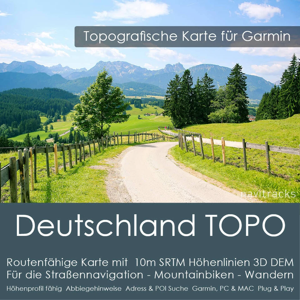 Deutschland Topo Karte Garmin 10m Höhenlinien DEM - 8 GB microSD Navi, PC & MAC - Bild 1 von 4