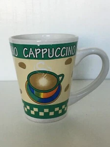 Cappuccino 12 Unzen Keramik Kaffeebecher Tasse weiß und grün - Bild 1 von 6