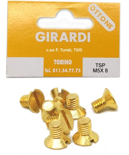 VITE A METALLO IN OTTONE TESTA SVASATA PIANA M5x 8 - DIN 963 - UNI 6109 - Immagine 1 di 1