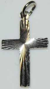 Fine Vintage Silver Ladies Hanging Cross Crucifix Holy Christianity Diamond Cut - Picture 1 of 2