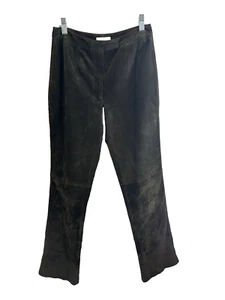 Boho Festival Y2k Olive Green Suede Bootcut Women's Pants Size 2 Petite Western - Picture 1 of 14