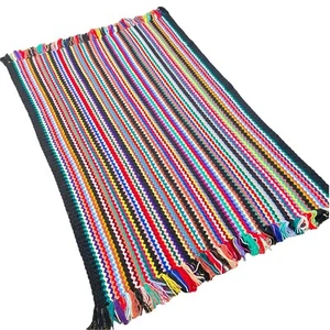 Handarbeit gehäkelt Zick Zack Multicolor Afgan Chevron Überwurf Decke Fransen 75" x 45" - Bild 1 von 11