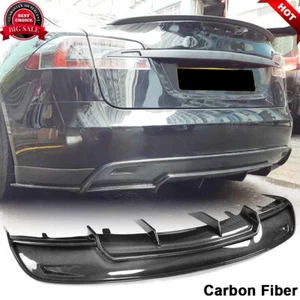 Carbon Fiber Rear Bumper Lip Diffuser Body Kit Fit for Tesla Model S 2012-2015 - Picture 1 of 12
