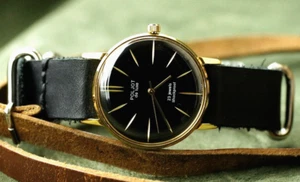 POLJOT Watch De Luxe Luxury Ultra SLIM Mechanical leather strap Men's Vintage - Picture 1 of 11
