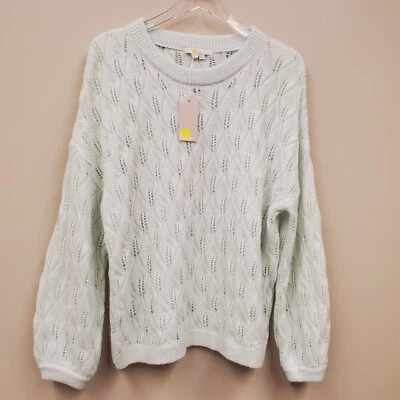 Suéter Boden Lana Alpaca Mezcla Pointelle Esponjoso Aguacate Crema Talla US 12 NUEVO CON ETIQUETAS Foto 1 de 4
