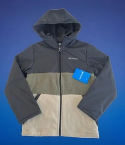 COLUMBIA $75 Boys youth Black/Green steens mt overlay fleece jacket SIZE M - Picture 1 of 5