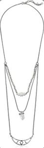 Lucky Brand 3 Layer Necklace Removable Bracelet Rock Crystal #L132