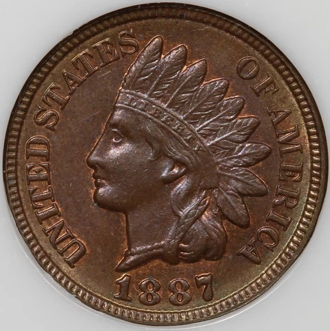 1887 Indian Cent NGC MS-64BN - Nice Color! No Line Fatty Holder! Cover