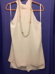 Naked zebra White cut out shoulders tunic hi low back neck bow  size M - Picture 1 of 9