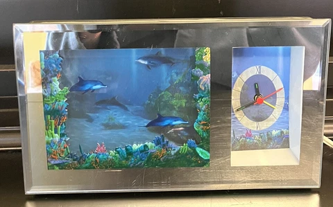 VINTAGE VISIONTAC ELECTRIC LIGHT MOTION Sound Dolphins SeaScape TABLE LAMP CLOCK Cover
