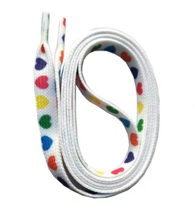 Retro 80s Rainbow Heart Shoelaces - Vintage 80s Heart Shoelaces 51 in" (130 cm) - Picture 1 of 2