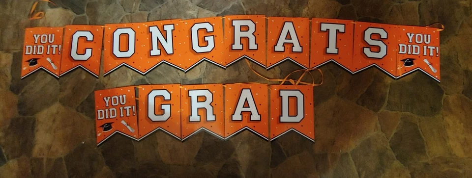 GRATIS Naranja Felicidades Graduado Lo Hiciste Graduación 15 Banner 2024 Cualquier Año EE. UU. Nuevo Foto 1 de 1
