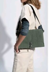AllSaints Green SHERINGHAM Ctock Embosed shoulder Bag 