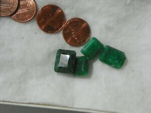 Fake Emerald 43.65 Carats  Total Weight 4 Octagons Faceted Heavy Flaws Green