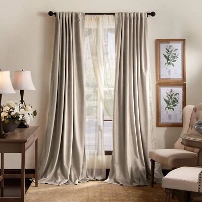 Martha Stewart Lucca Velvet Blackout Back Tab Window Curtain Panel Pair, 95",... - Image 1 of 4
